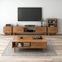 Table basse de style antique moderne, meuble TV avec pieds en bois massif, meuble TV en chêne