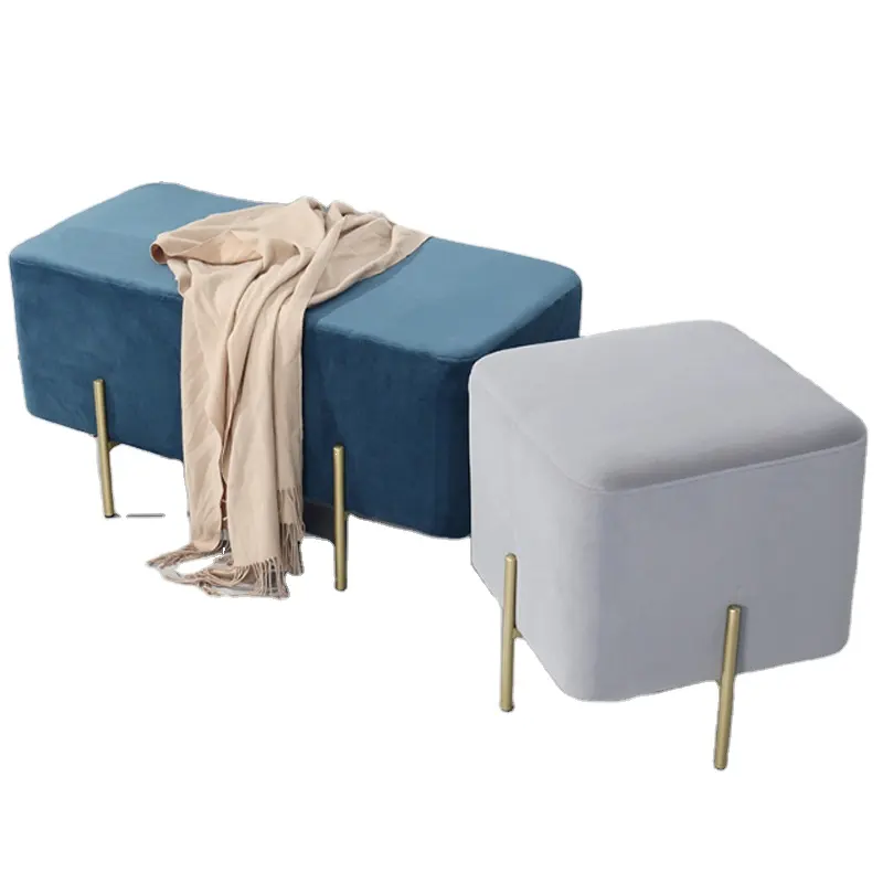 Moderno salón sala de espera silla cómoda suave de terciopelo sola silla sofá cama PUF banc PUF cubo otomano Banco cubo Otomano