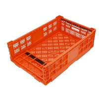 Présentoir de supermarché utilisant des caisses / boîtes / paniers en plastique ventilés pliables pour légumes et fruits frais pour le stockage et la distribution