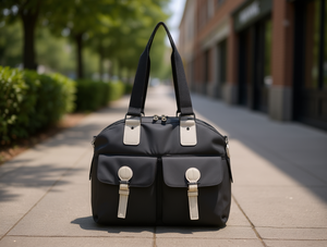 Sac fourre-tout en nylon imperméable pour femme avec fermeture éclair, couleur unie, usage quotidien - Product Image 2