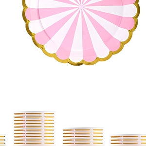 Ensemble de vaisselle élégante avec bordure estampée en feuille d'or, assiettes et gobelets en papier pour fête, 7 pouces et 9 pouces - Product Image 5