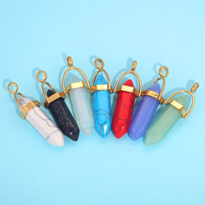 จี้หินรูปหกเหลี่ยม |   กรอบสแตนเลสเคลือบทอง PVD |   จี้ห้อยคอทำจากหิน - Product Image 3