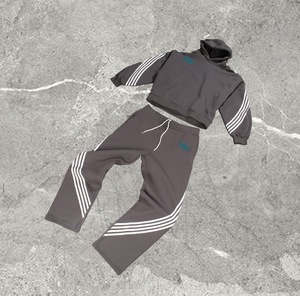 Conjunto informal de dos piezas unisex para otoño, conjunto cálido para correr, Sudadera con capucha y pantalones de punto multicolor con estampado de letras, tela de felpa - Product Image 2