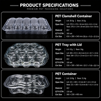 Blister jetable personnalisé recyclable transparent en plastique PET conteneurs à clapet à emporter gâteau dessert et boîtes de fruits