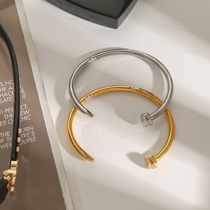 Aretas 2025, joyería de lujo ligera de acero inoxidable a la moda, pulsera de apertura de diamantes con incrustaciones de uñas impermeable que no se desvanece para mujer - Product Image 5