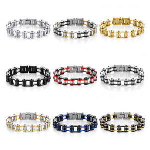 Wholesale Fine Bracelets & <b>Bangles</b> 316l Stainless Steel 14k 18k Pvd Gold Plated Hand Chain Motorcycle Bracelet for <b>Men</b> - Product Image 2