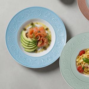 Assiette à soupe en céramique de style européen PITO, motif floral classique, assiette plate et assiette à soupe en porcelaine, assiette à soupe pour dîner, fête, mariage - Product Image 2