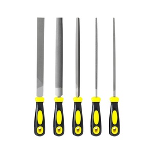 Hoogwaardig koolstofstaal platte vijl rond patroon roterende naald- & zaagvijlen DIY industriële kwaliteit dubbele kleur TPR handvat glanzende afwerking - Product Image 1