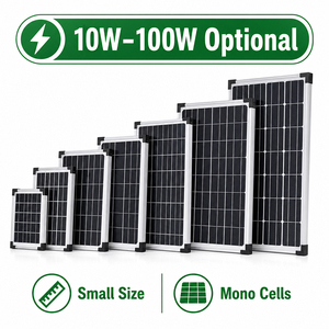 Kit de panneaux solaires monocristallins 50W <span class=keywords><strong>12V</strong></span> en gros, panneaux solaires de petite taille 10W 30W 50W 80W 100W avec câble personnalisé et contrôleur en option - Product Image 2