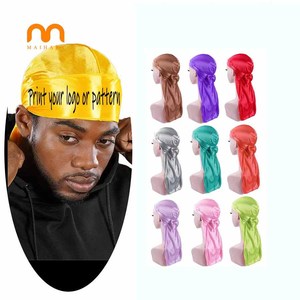 Personnalisé Durag Durags Soie Hommes Satin Queue Couvre-chef Soyeux Femmes Foulard Cap Élastique Wrap Caps Cheveux Do Chiffons Coiffe Dormir - Product Image 1