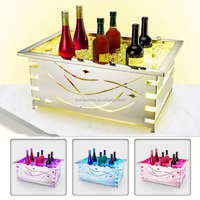 OKEY Table d'exposition multifonctionnelle commerciale rectangulaire/ronde pour fruits de mer froids Plateau de présentation de glace Buffet