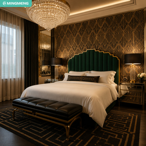 Lit plateforme en bois massif de style japonais, taille king, ensemble de meubles de chambre à coucher modernes pour hôtel, design durable - Product Image 6