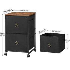 SENYU - Carro de Almacenamiento Móvil con 2 Cajones, Estilo Industrial, con Superficie de Madera, para Sala de Estar y Oficina en Casa - Product Image 5