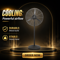 Ventilateur sur pied industriel et commercial de 30 pouces, 750 mm, électrique, en métal, pour extérieur, haute vitesse, puissant, 3 vitesses, oscillant, pour usage domestique