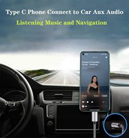 HANTAI Ht-23 Kabel Audio USB Type C 3.5mm Aux Nylon Adaptor Aux Mobil 8K untuk Samsung S20/Note 20/S21 Ultra/Tab S7 Headset Speaker