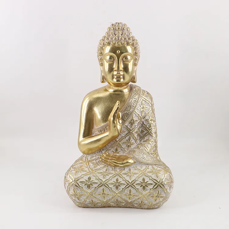 Atacado Resina Artesanato meditando Buda Para Home Office Tabletop Prateleira Desktop Ouro buddha estátua home decor