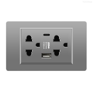 Prise murale US avec 2 ports USB/Type-C, prise secteur et interrupteur lumineux, compatible Thaïlande/États-Unis/général - Product Image 5