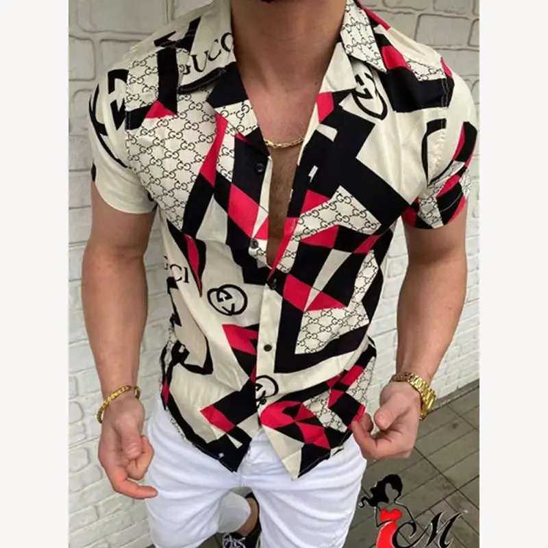 wholesale silk hawaiian casual shirt new men's fashion Beach Summer shirt printed men's short-sleeved shirt