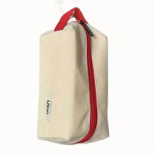 Women's Handheld Canvas Tote <b>Bag</b> Small Make-Up Pouch with Convenient Cosmetics Case for On-The-Go Accessory Carrying - Product Image 3