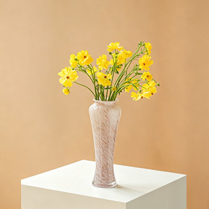 Jarrón de Flores de Vidrio Rosa Estilo Francés Vintage, Elegante Jarrón para Plantas Acuáticas, Adorno Decorativo para Mesa de Hogar - Product Image 5