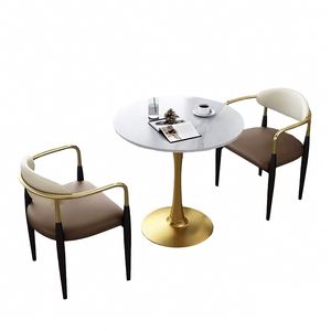 Ensemble de <span class=keywords><strong>table</strong></span> à manger ronde de luxe avec plateau en pierre frittée et base dorée, style moderne, faible MOQ, achat en gros, OEM ODM - Product Image 6