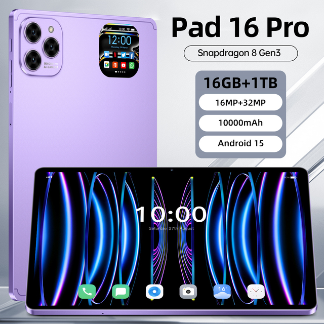 Hot-Selling Pad 16 Pro 10.1"FHD Tablet for Education 16GB+1TB Android Tablet Pc 10Core Ideal Kids Tablet Multilingual Support
