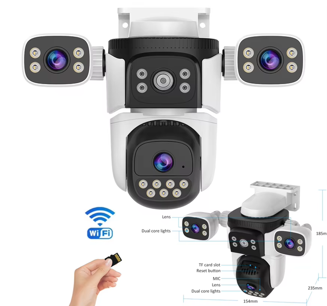 CS621SR 9MP 3 Lens AI Human Tracking 360 Panoramic Two Way Audio Wireless Security Camera Full Color Night Vision IP65 WiFi