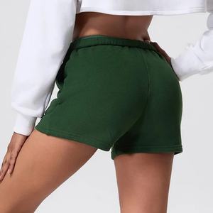 กางเกงขาสั้นออกกำลังกายสำหรับผู้หญิง ทรงหลวม สีพื้น ผ้าระบายอากาศ มีเชือกผูกเอว มีกระเป๋า - Product Image 2
