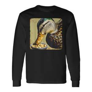 Camiseta de manga larga Eating Duck para amantes de la alimentación de patos, regalo para excursiones al parque - Product Image 1
