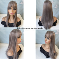 Perruque à clipser 3D magique en fibre haute température de 50 cm avec frange pour femme, extension de remplacement