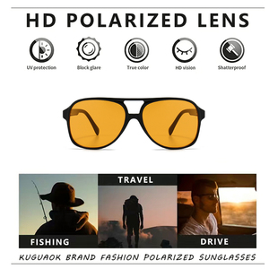 Gd2941 Men Women Classic 70s Oversized Polarized Sunglasses square Vintage Yellow Lens Sun Glasses - Product Image 2