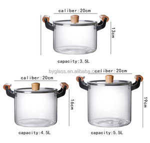 Marmite en verre borosilicaté <span class=keywords><strong>transparent</strong></span> écologique Ollas Grandes de conception moderne sans danger pour les nouilles instantanées - Product Image 4