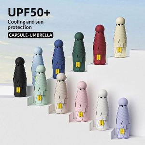 Custom Capsule <b>Umbrella</b> Compact <b>Automatic</b> Sun Rain <b>Umbrella</b> UPF50+ UV Protection Nylon Material UV Printing Wholesale Orders - Product Image 1