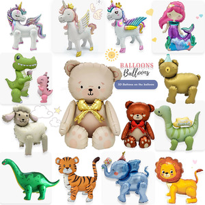 Globo Decorativo 3D con Botones de Animales: Unicornio, Tigre, León, Panda, Dinosaurio, Elefante, Oso, Perro, Oveja, Sirena - Product Image 1