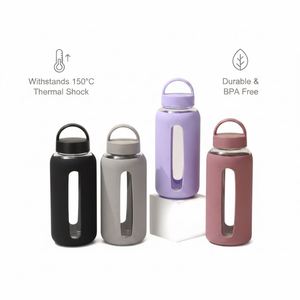 800ml Heat Resistant Borosilicate Glass Water Bottle Silicone Sleeve Reusable <b>Drinking</b> <b>Flask</b> for Gym Sport Outdoor Travel Use - Product Image 3