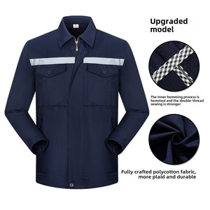 Мужской спецкостюм с длинными рукавами, износостойкий, на весну-осень, светоотражающие полоски на стройке, на заказ - Product Image 3