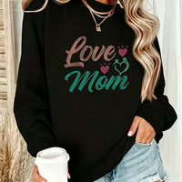 Transfert thermocollant personnalisé en usine pour T-shirt, motif « Nouvelle maman » avec strass