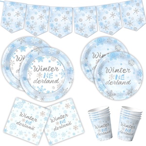 Vaisselle et décorations de fête à thème de flocon de neige Assiettes en papier du monde de la neige Accessoires de tasses pour le divertissement de fête - Product Image 3