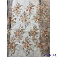 Tissu en dentelle de tulle à sequins 3D, maille brodée écologique en polyester/coton, nouvelle arrivée pour robes