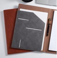 Carpeta de cuero pu A4 personalizada para conferencias, carpeta ejecutiva de negocios para hotel, portafolio con soporte para bolígrafo