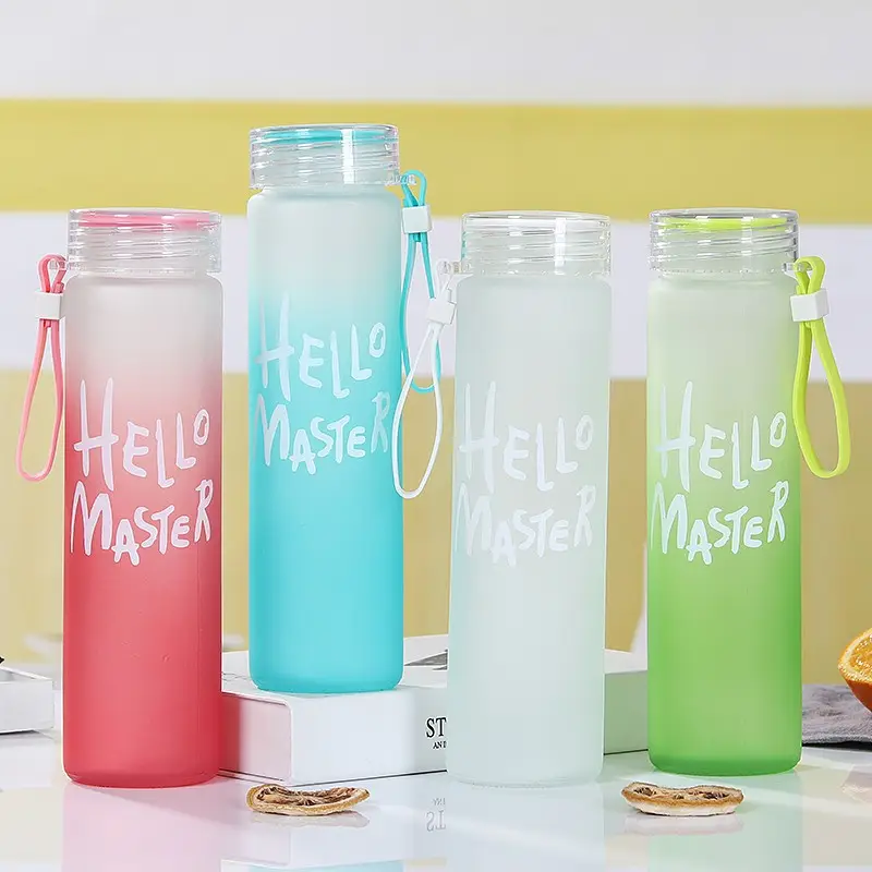 Креативный стеклянный градиентный цвет, красочная Матовая бутылка для воды, рекламная чашка, портативный подарок для мероприятий, оптовая продажа