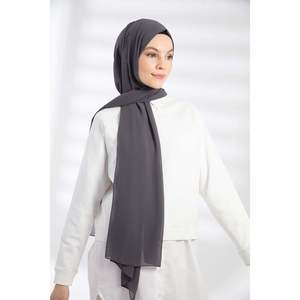 ผ้าคลุมไหล่ชีฟองผ้าฝ้ายสีแอนทราไซต์ ผ้าคลุมศีรษะมุสลิมเนื้อนุ่ม ประดับด้วยคริสตัล ยาวพิเศษ สำหรับสุภาพสตรี ใช้สำหรับฮิญาบ - Product Image 1