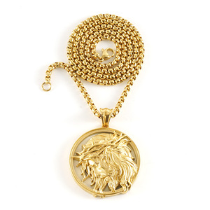 Bijouterie personnalisée boussole de longe Croix de Christophe Jésus Pendentif en acier inoxydable plaqué or 18 ct Collier de pièces d'or pour hommes et femmes - Product Image 5