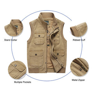 Utility Multiple Pockets Breathable Embroidery Colorblock <b>Waistcoat</b> Plus Size Windproof <b>Men's</b> Cargo Chino Sleeveless Jackets <b>for</b> - Product Image 2