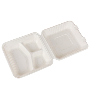 9 inch vỏ sò với 3 ngăn phân hủy sinh học & compostable bã mía container thực phẩm dùng một lần ăn trưa hộp - Product Image 6