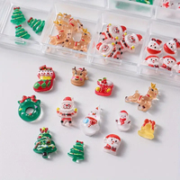 12 grille/boîte noël ongles breloques Kawaii 3D bonhomme de neige cloche wapiti noël Festival ongles accessoires