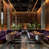 Luxus Restaurant Gewerbe möbel Set Lila Samt Sofa Stand Sitz gelegenheiten und passende Samts tühle mit Esstischen aus Holz