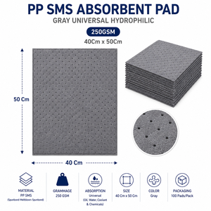 แผ่นดูดซับน้ำโพลีโพรพิลีน 100% รีไซเคิล สีเทาอ่อน ขนาด 40 x 50 ซม. - Product Image 2
