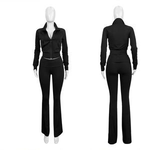 Setelan Wanita Dua Potong Kustom Atasan Kemeja Lengan Panjang Celana Panjang Setelan 2 Potong Kasual Setelan Jogger Dua Potong Pakaian Wanita Musim Gugur - Product Image 4