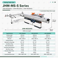Scie à table coulissante pour panneaux de bois JHM-MS3245S, levage manuel de la lame, pour atelier de meubles sur mesure